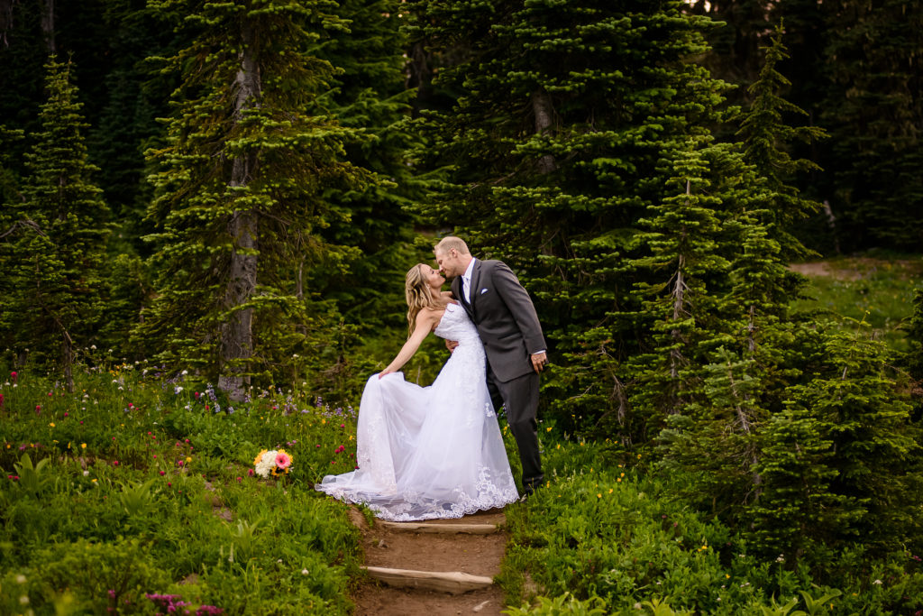 Mountain meadow wedding photo