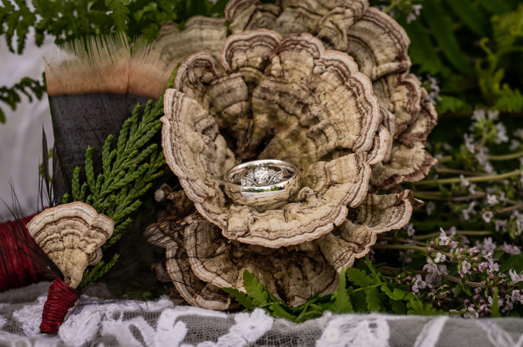 Rings and foraged bouquet