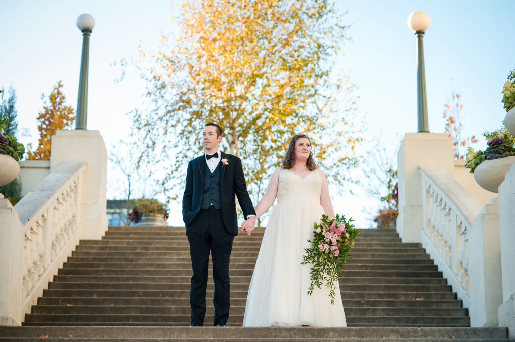 Wedding couples' portrait on Tacoma Spanish Steps